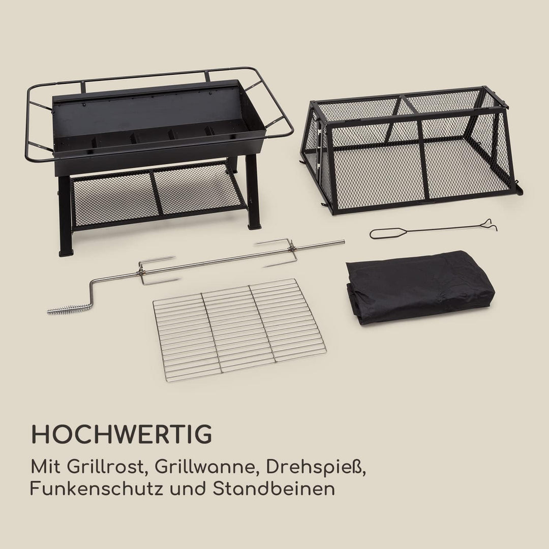 Blumfeldt 2-in-1 Rotisserie Grill, Manueller mit Drehspiess, Grosser Spiessgrill für Hähnchen & Span