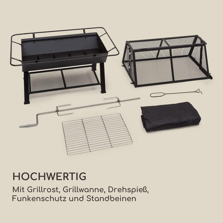 Blumfeldt 2-in-1 Rotisserie Grill, Manueller mit Drehspiess, Grosser Spiessgrill für Hähnchen & Span