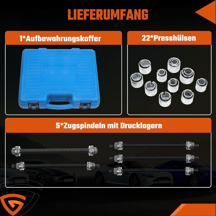 27tlg Radlager Abzieher Set, Silentlager Abzieher Werkzeug Gummibuchsen Druckhülsen Set mit Aufbewah