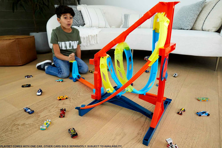 Hot Wheels HDX79 - Track Builder Unlimited Looping-Twister Set, innovativer Looping-Spielspass, 2 Sp