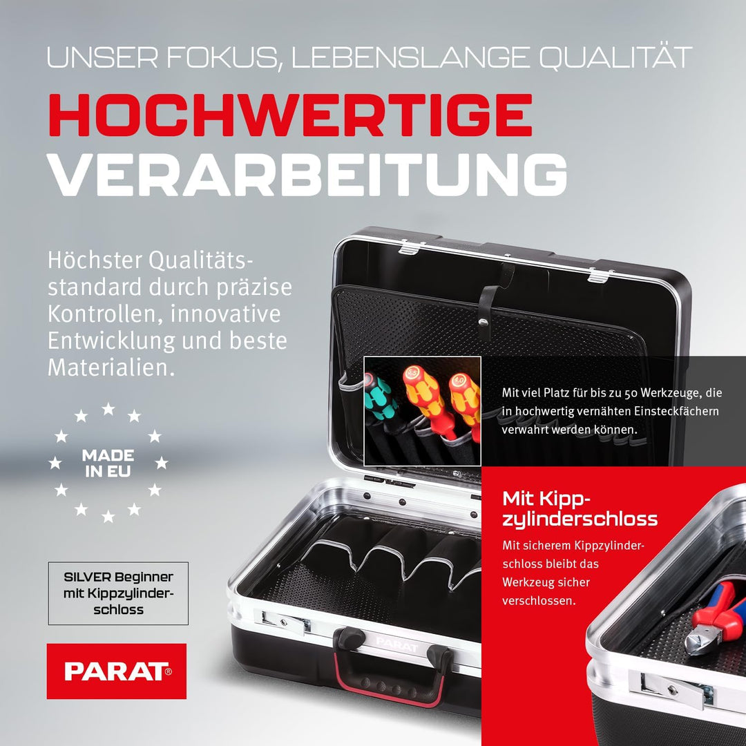 PARAT SILVER Beginner Werkzeugkoffer | Werkzeugkoffer leer | Robuster Werkzeugkasten & Toolbox aus A