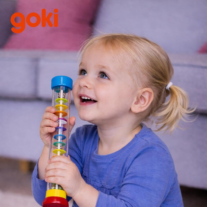 goki 61947 Regenstab, 34 cm, Klanginstrument aus Holz und Kunststoff, sensorisches Spielzeug für Kle