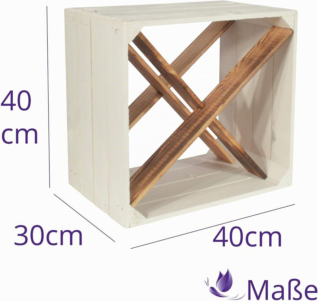 3 Set Weinregal Wino aus Holz - Weiss Geflammt X Regal Holzkiste 3 X Regal, 3 X Regal