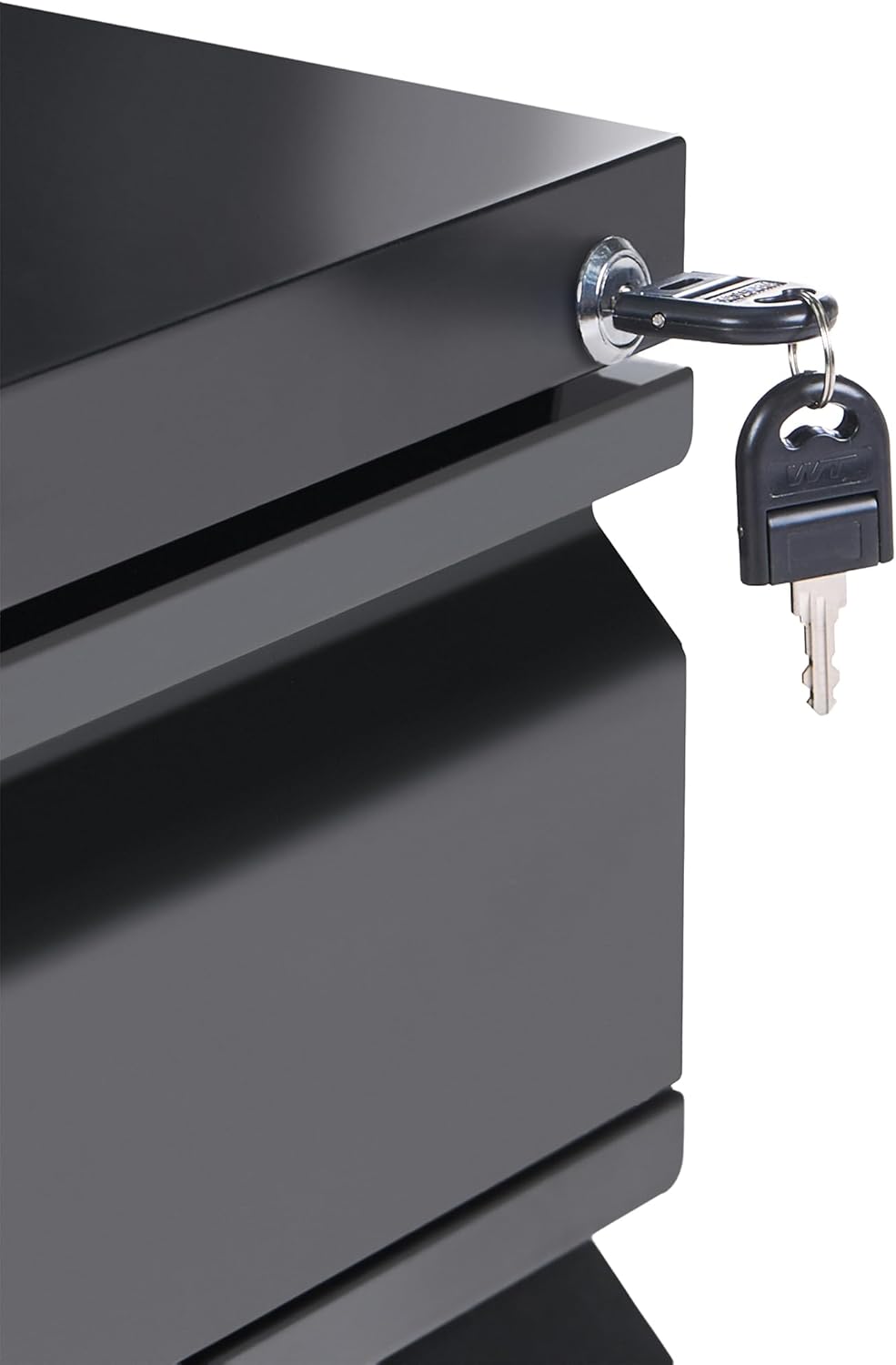 Aktenschrank Metall 3 Schubladen schwarz rollbar abschliessbar Büroschrank Recami