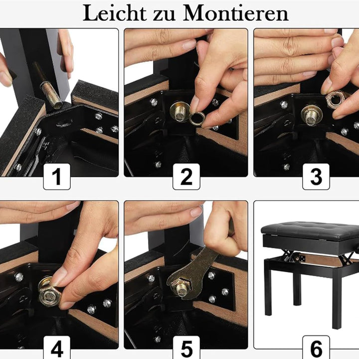 Allright Klavierhocker Keyboard Bank Klavierbank Keyboardbank Schminkhocker Hocker mit Stauraum Schw