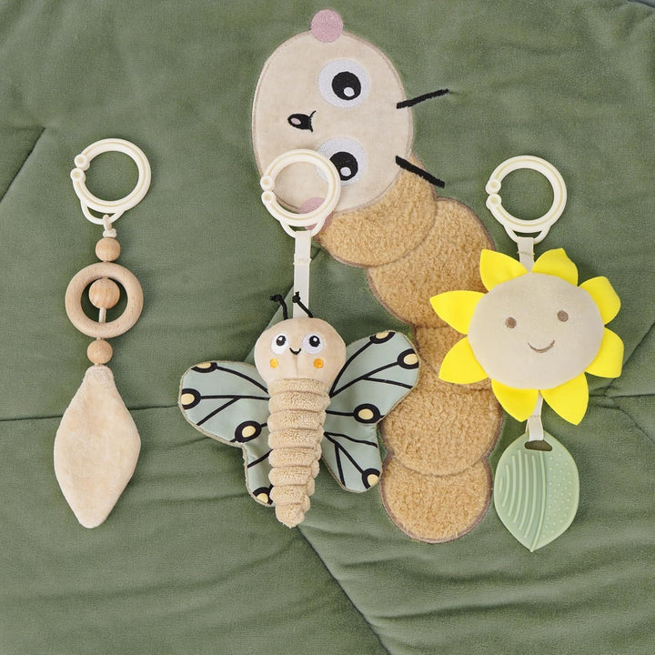 4 IN 1 Blatt Spielbogen Baby, Spielmatte Babies mit Natur Holz Activity Spielbogen, 3 abnehmbaren Sp