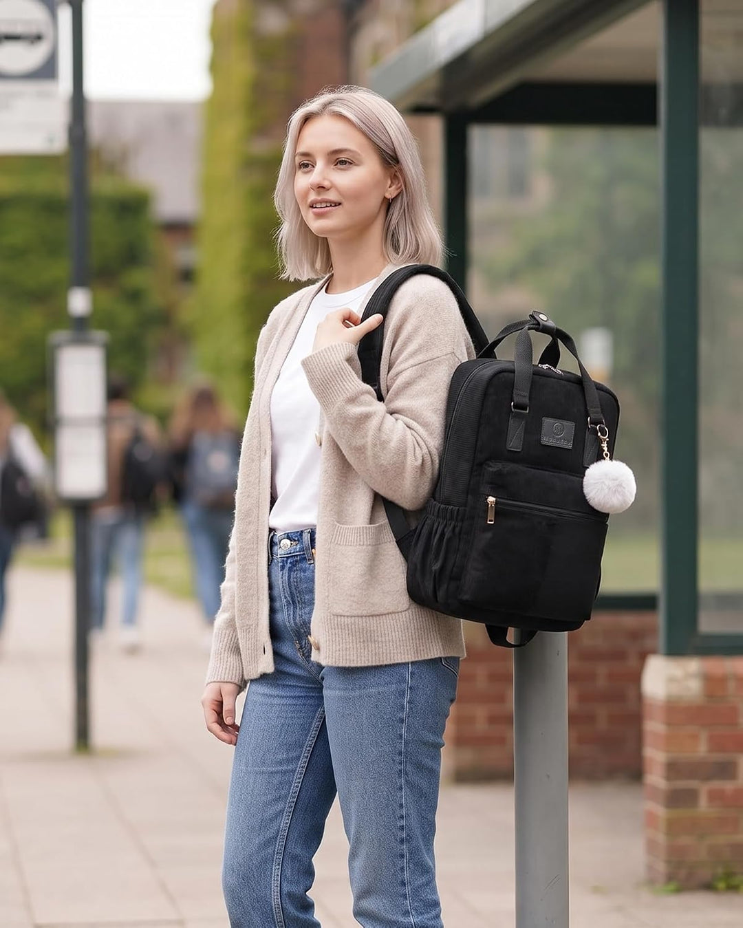 Makukke Rucksack Damen&amp;Herren, Cord Daypack Anti-Theft Tasche Casual Schultasche Citytasche, für Sch
