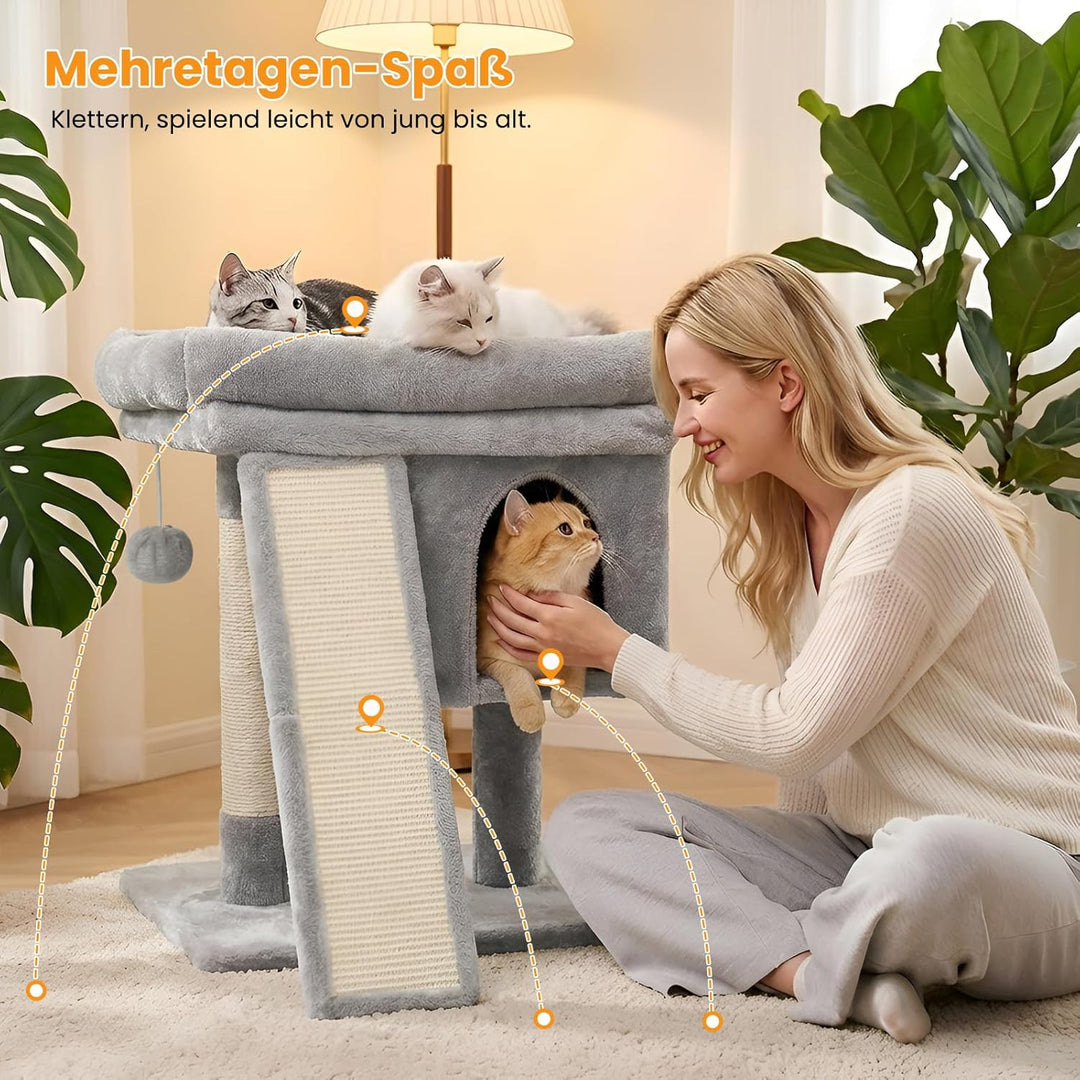 Kratzbaum klein für grosse Katzen XXL - 60cm hoch, Katzenbaum mit extra grosser Plattform (40x50cm)