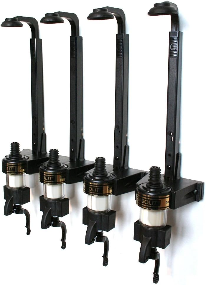 ENGOLIT 4 cl Schnapsspender (Hygienischer Finger Push Dosierer) & Flaschenhalter 4er-Set inkl. Metal