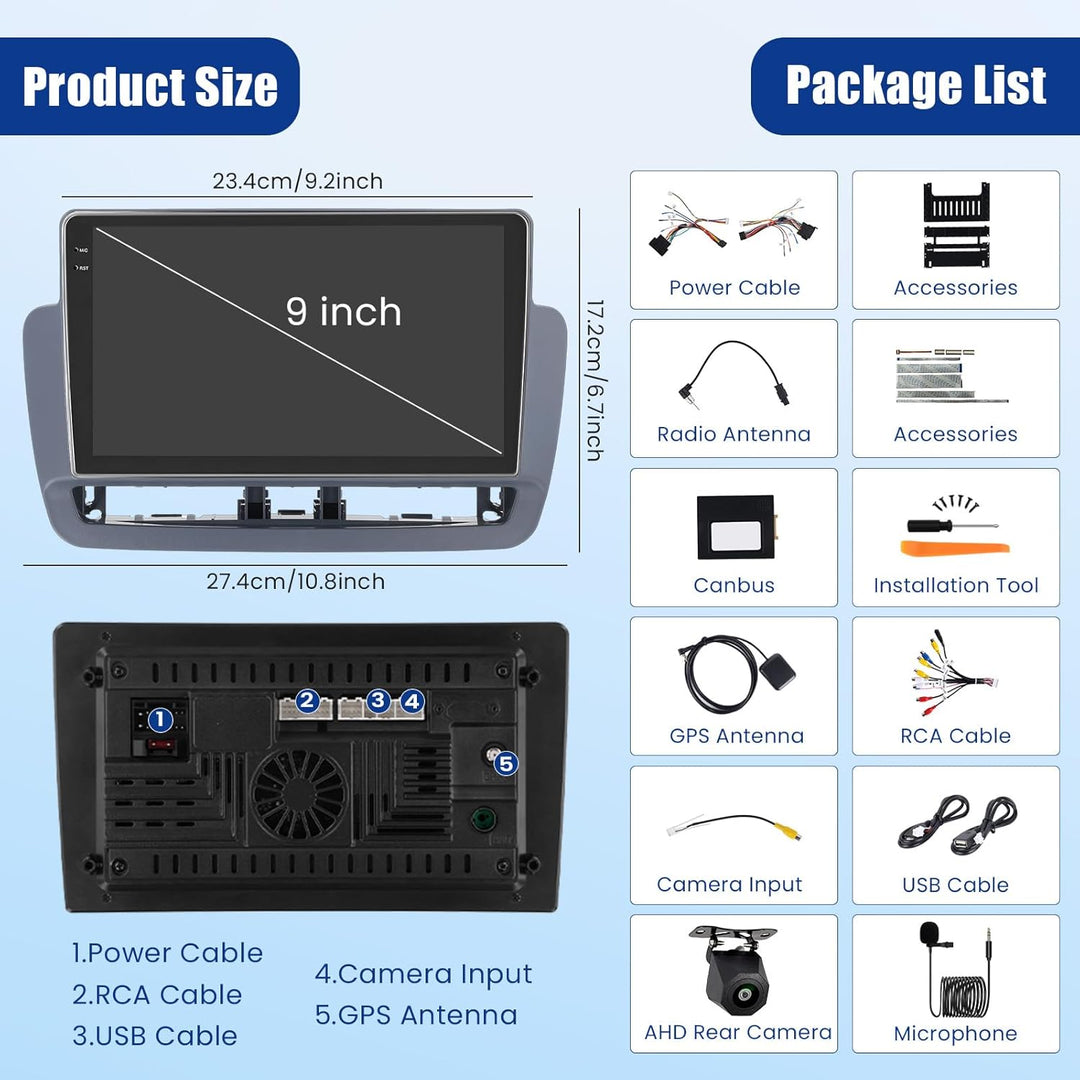 [4G+64G] Inefala Android 15 Autoradio für Seat Ibiza 2012-2015 mit Wireless Carplay Android, 9 Zoll