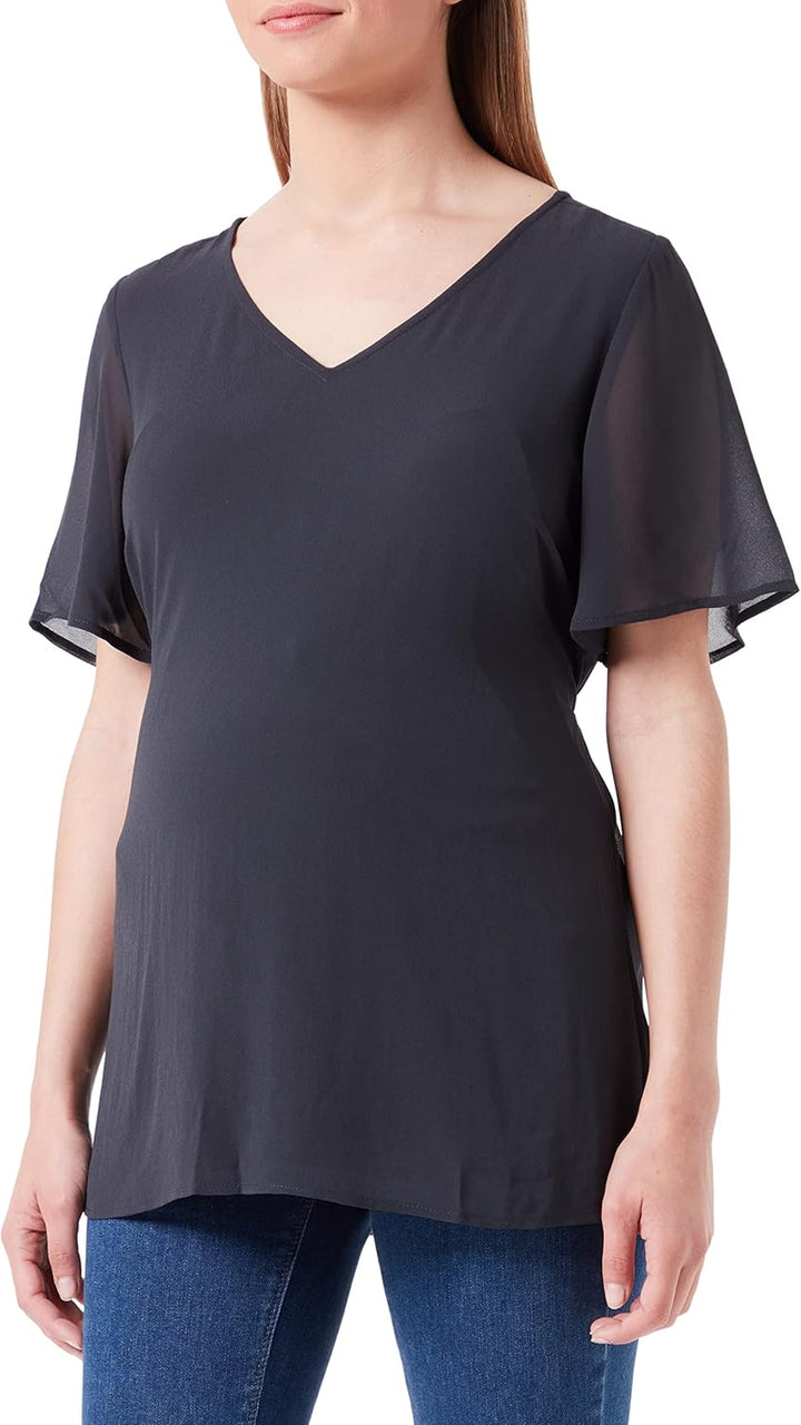 Noppies Damen Blouse Short Sleeve Kula Bluse 34 Blue Graphite - P334, 34 Blue Graphite - P334