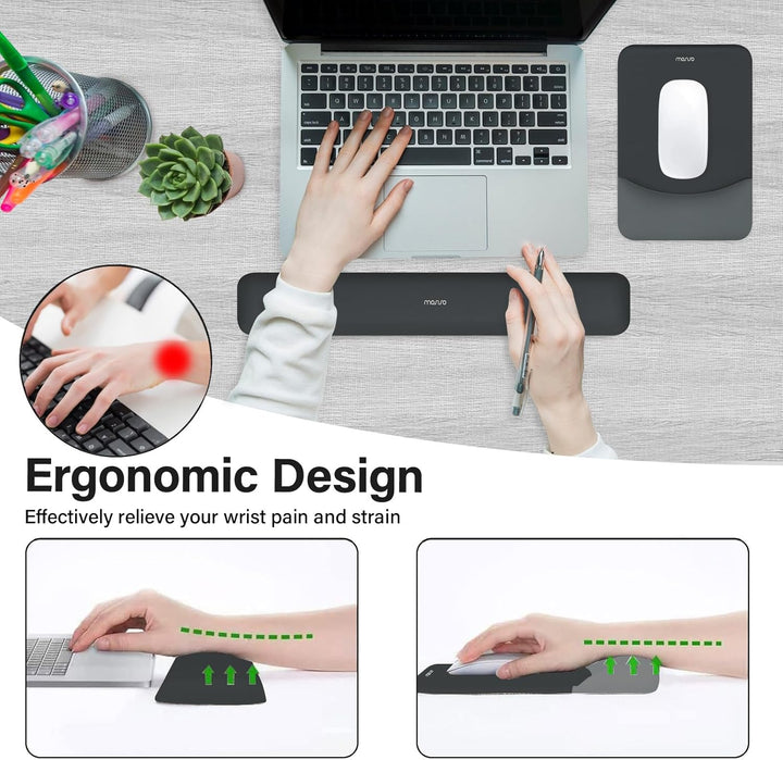 MOSISO Handballenauflage für Mauspad & Tastatur Set – Rechteckig Ergonomisches Mauspad & Handauflage