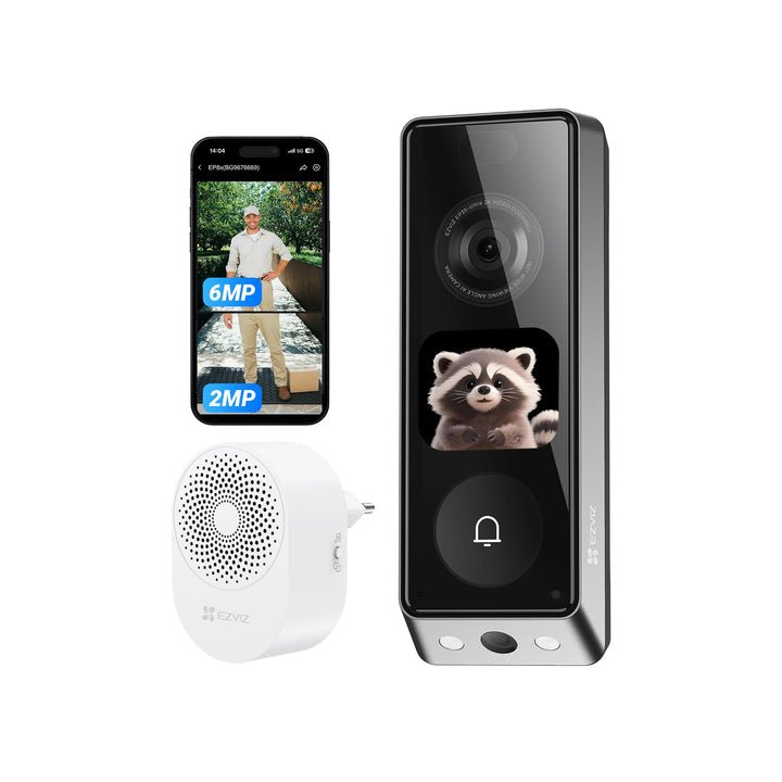 EZVIZ Video Türklingel mit Dual-kamera 6MP&2MP und Chime, WLAN Klingel Kabellos, 2*9600mAh Akku, Int