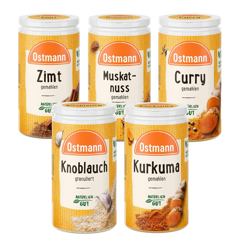 Ostmann Gewürze - gefülltes Gewürzregal mit 21 Gewürzdosen | Set aus Gewürze, Kräuter, Gewürzmischun