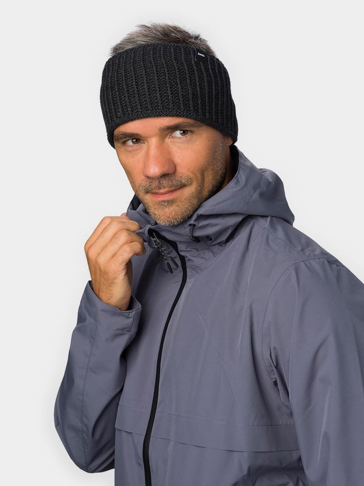 Eisbär Stirnband Herren & Damen Sorrak Schwarz - Merino Headband Unisex mit Fleece schützt vor Kälte