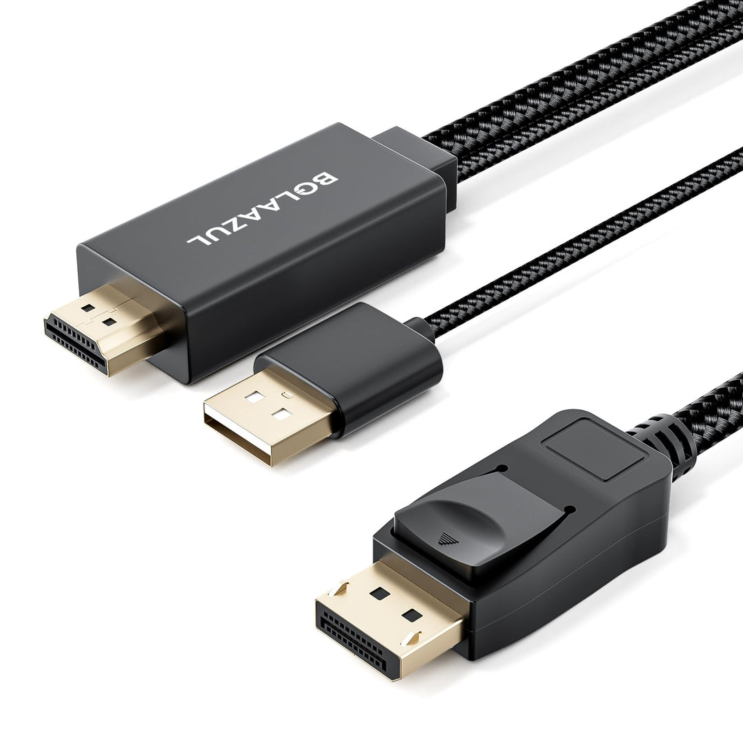 BolAAzuL HDMI auf DisplayPort-Kabel, 4K @ 60Hz, Schwarz, Unidirektional für PS5, PS4 Pro - Monitorka