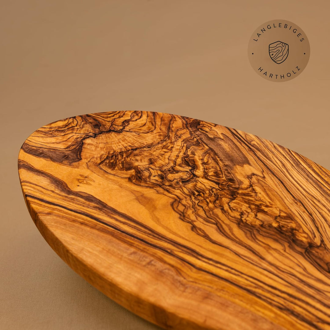DAS OLIVENHOLZBRETT® / Brotzeitbreit Olivenholz oval/Frühstücksbrett aus Holz oval/Schneidebrett/Ves