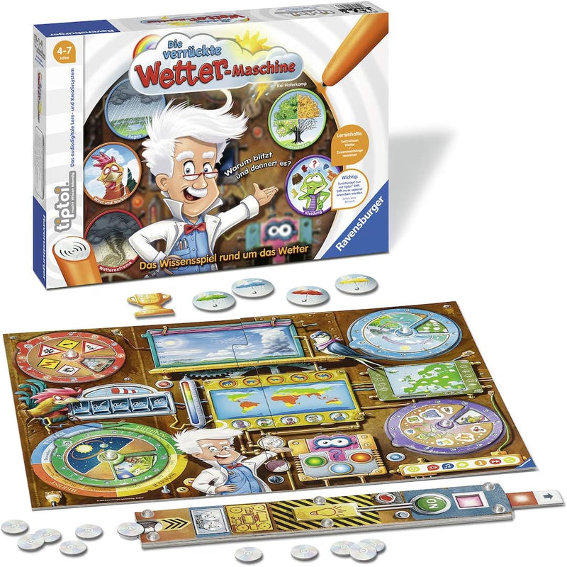 Ravensburger tiptoi Die verrückte Wetter-Maschine Spiel, ab 4 Jahren, Lerne mit Professor Donnerhage