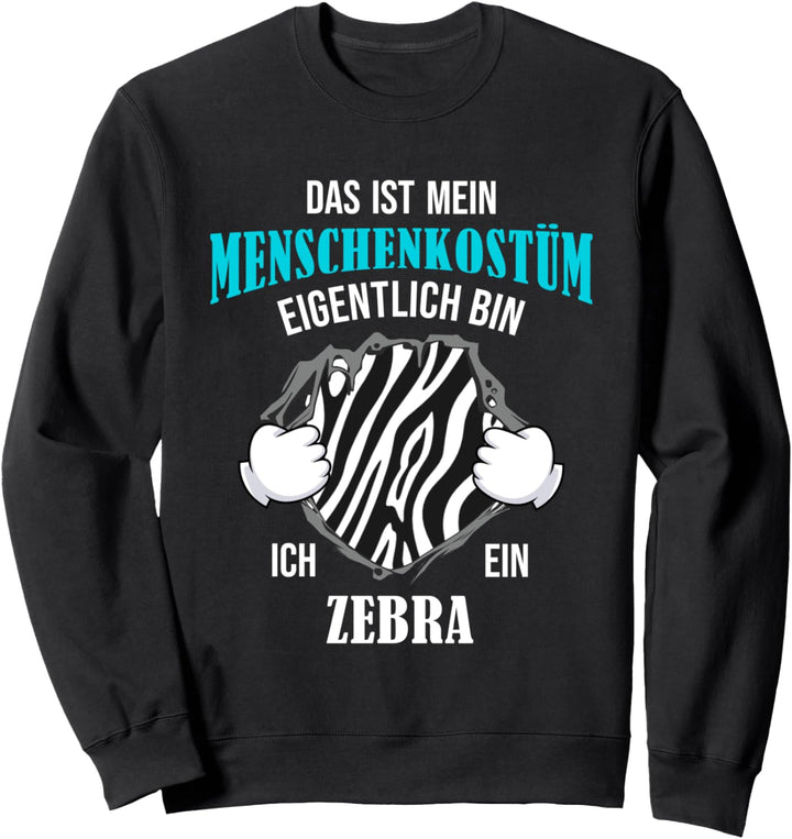 Zebra im Menschenkostüm lustiges Halloween Karneval Kostüm Sweatshirt