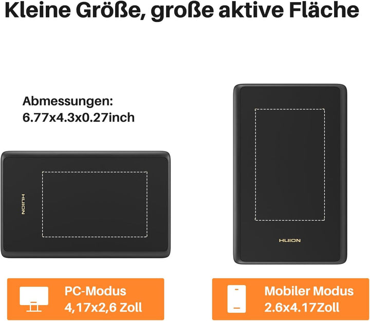 HUION Inspiroy H420X Grafiktablett, 4.17 x 2.6 Zoll Zeichentablett, Pen Tablet mit 8192 Drucksensiti
