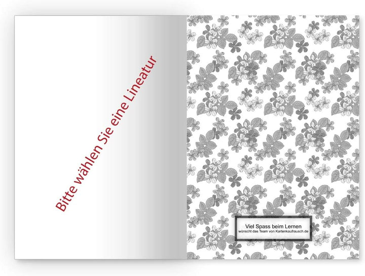 Kartenkaufrausch 16 Elegante Vintage DIN A4 Schulhefte, Rechenhefte mit klassischen Retro Streublume