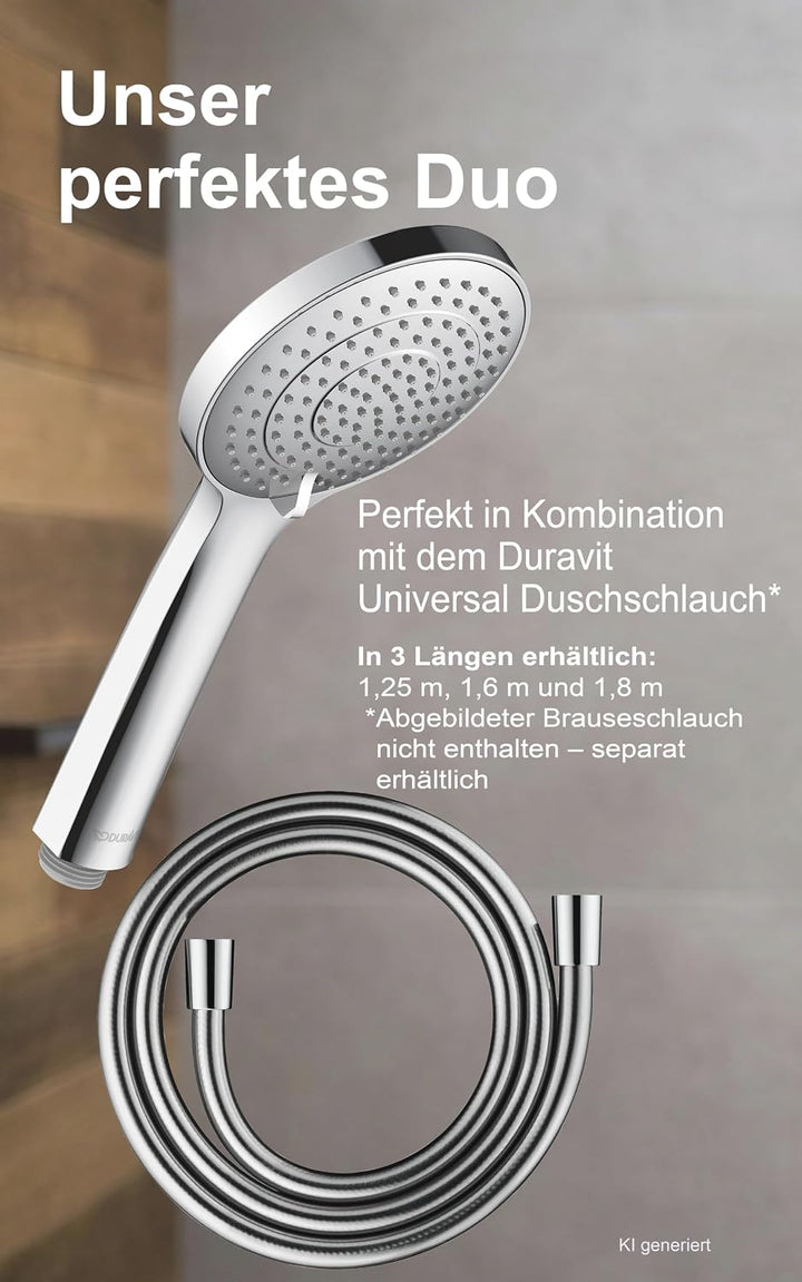 Duravit Universal Duschkopf, Duschbrause mit 3 Strahlarten (Rain, Intense Rain, Soft Rain), Handbrau
