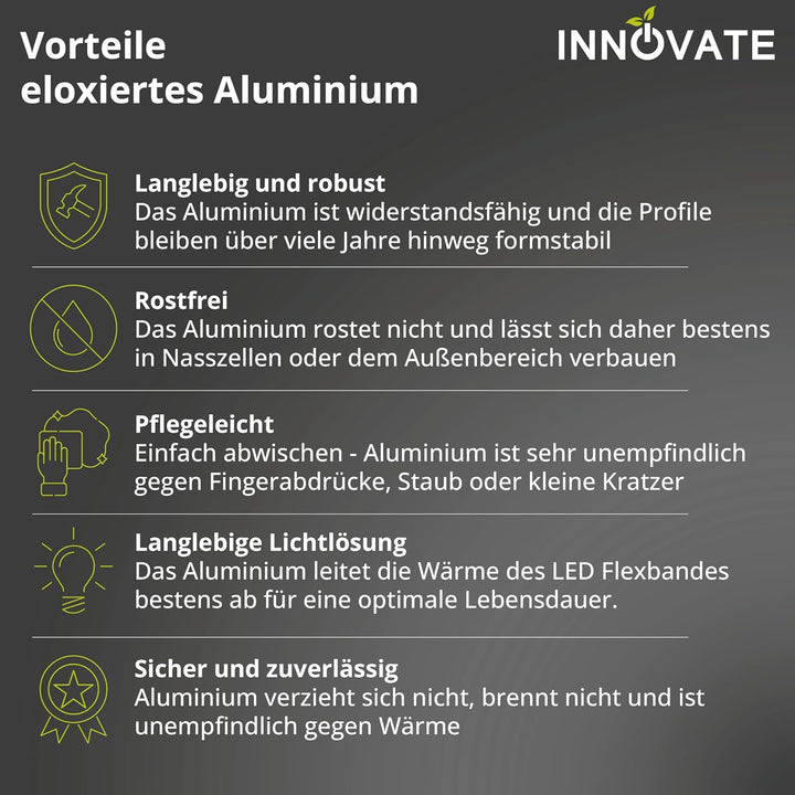 INNOVATE LED Profil silber 6 x 1m - Aluminium Profil - Aluprofil für LED-Strip - Profil für LED-Stre