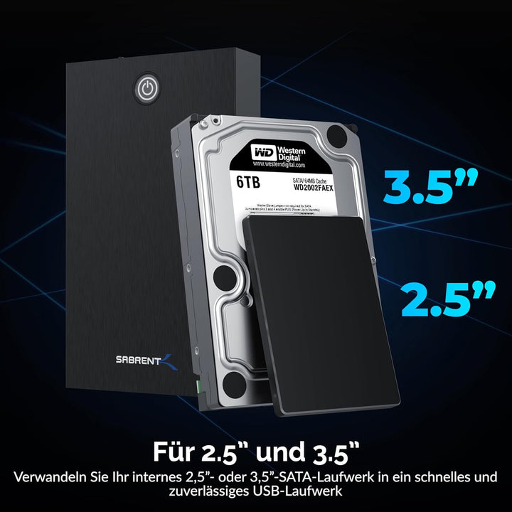 SABRENT SSD/HDD 2,5/3,5 Zoll Docking Station, festplatten gehäuse, USB 3.2 gen1 Hard Drive, sata auf