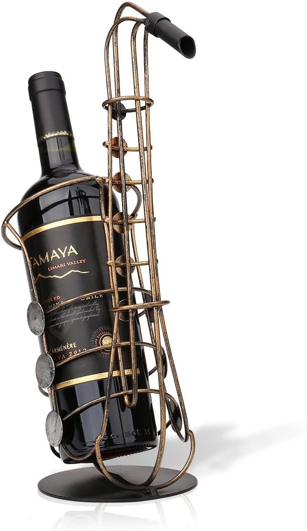 Tooarts Saxophon Weinflaschenhalter Getränkeflaschehalter Metall-Skulptur