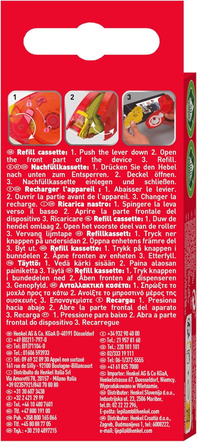Pritt Kleberoller Nachfüllkassette, non-permanent, für wiederablösbare Verklebungen, Bandlänge: 16 m
