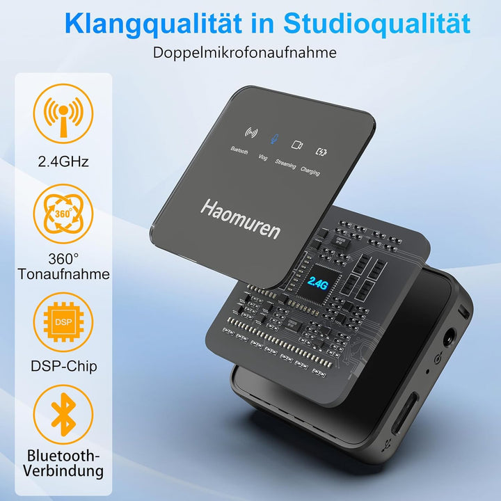 Kabelloses Lavalier-Mikrofon 2er-Pack, kabelloses Mikrofon, kompatibel mit *Phone/Android/Kamera/PC/