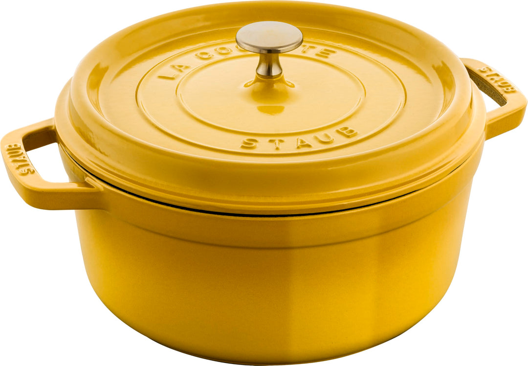 STAUB Cocotte, Gusseisen Bräter, Alle Herdarten inkl Induktion, Rund, 24 cm, 3,8 L, Zitronen-Gelb 24