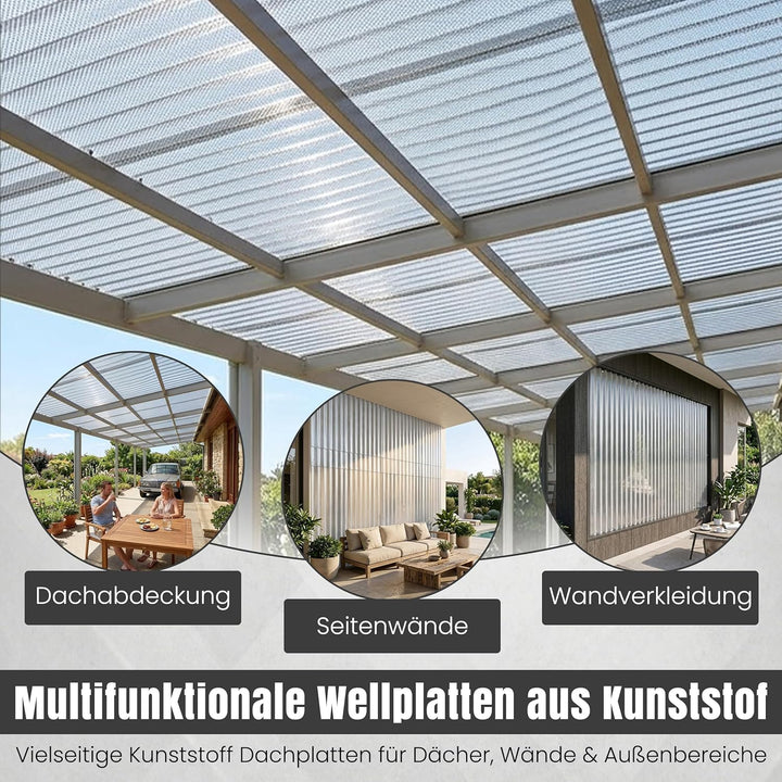 LP Projekt Wellplatten 5er-Set - Robuste, leicht & langlebig klar Wellplatten Dach 104,5 × 350 cm |