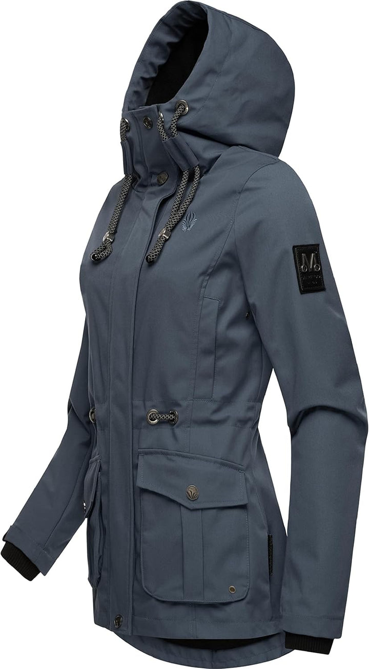 MARIKOO Damen leichter Übergangsparka mit Kapuze Babetaa Prc XS Blau, XS Blau