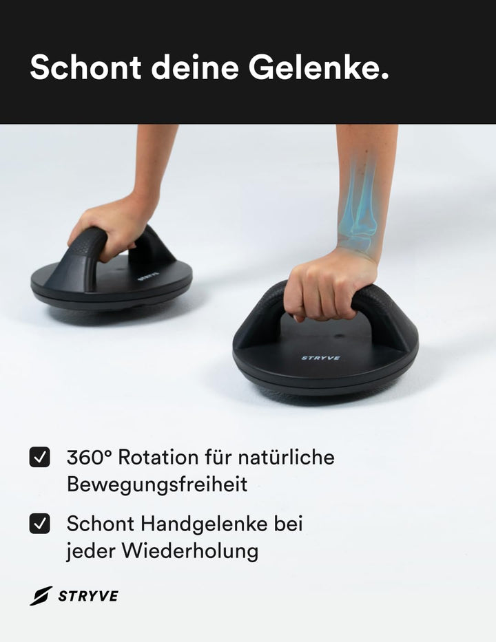 STRYVE Liegestützgriffe rotierend - 2er Set Push up Bars - 2 Aufsätze mit Schwierigkeitsgrad 1, 2 -