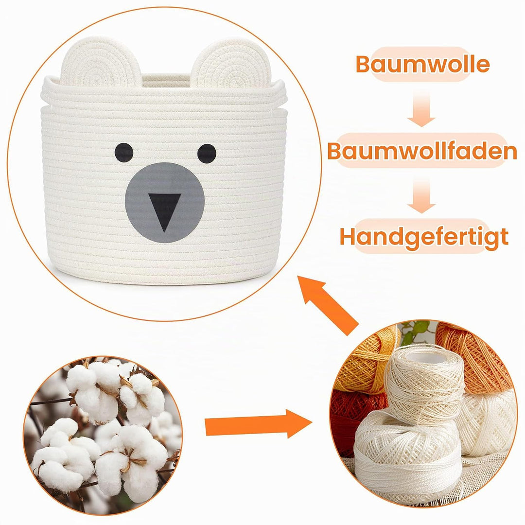 Aufbewahrungskorb Kinder aus Baumwolle für Spielzeug und Wäsche, Wäschekorb und Spielzeugkorb in ein
