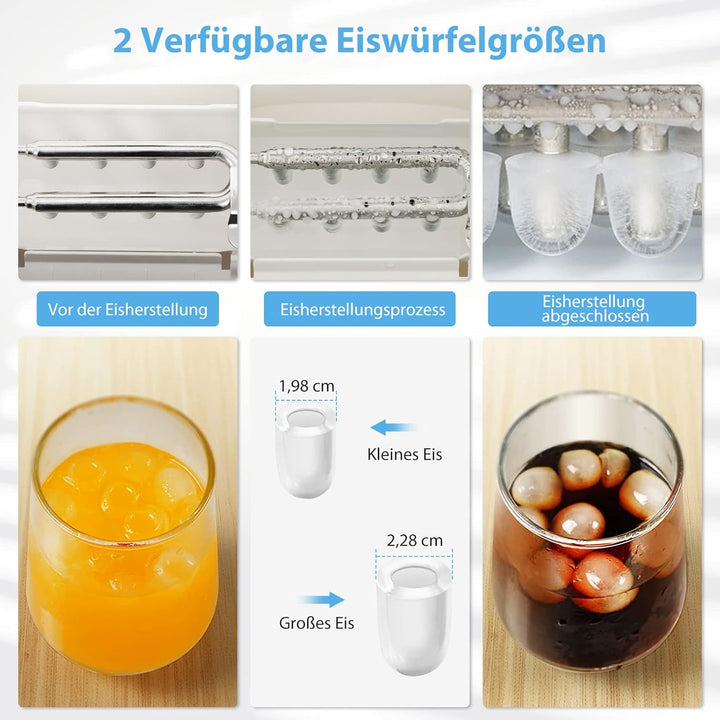 GOPLUS Eiswürfelmaschine von 15 kg/24H, Eiswürfelbereiter mit 2 Würfelgrössen, 2L Wassertank, Selbst