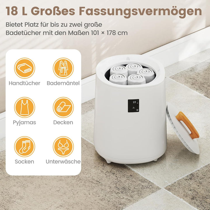 RELAX4LIFE 18L Handtuchwärmer, tragbarer Handtuch Wärmegerät mit LED-Anzeige &amp; automatischer Abschal