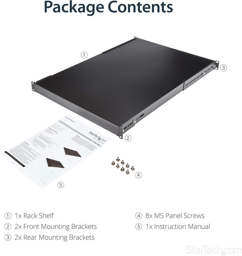 StarTech.com 1HE Verstellbares Server Rack Fachboden - 150 kg - 49,5 bis 97,4 cm Verstellbare Einbau