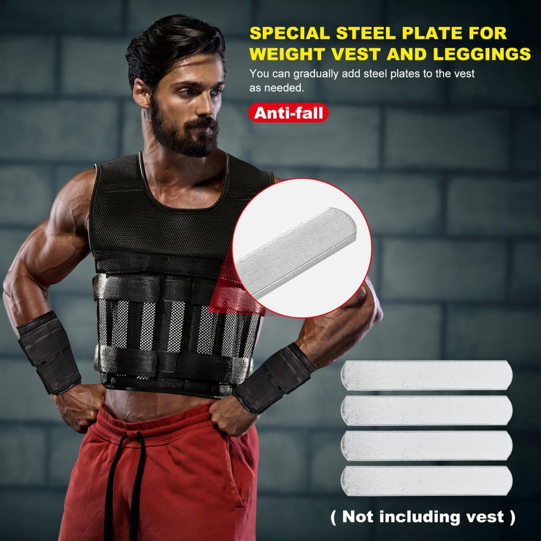 FAVOMOTO 10 Pcs Stahlplatten für Gewichtsweste, Krafttraining Gewichtsplatte Stahlplatte für Weste v