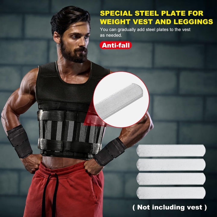 FAVOMOTO 10 Pcs Stahlplatten für Gewichtsweste, Krafttraining Gewichtsplatte Stahlplatte für Weste v