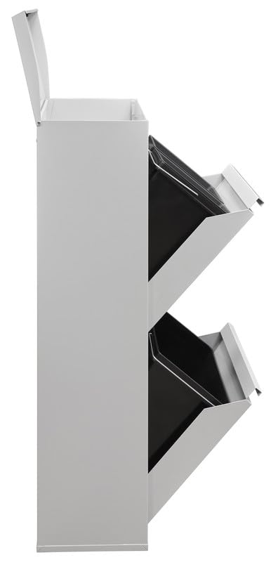 ARREGUI Top CR422-B Mülltrennsystem aus Stahl mit Aufbewahrungsbox mit Deckel | 3 Fächer Mülleimer f