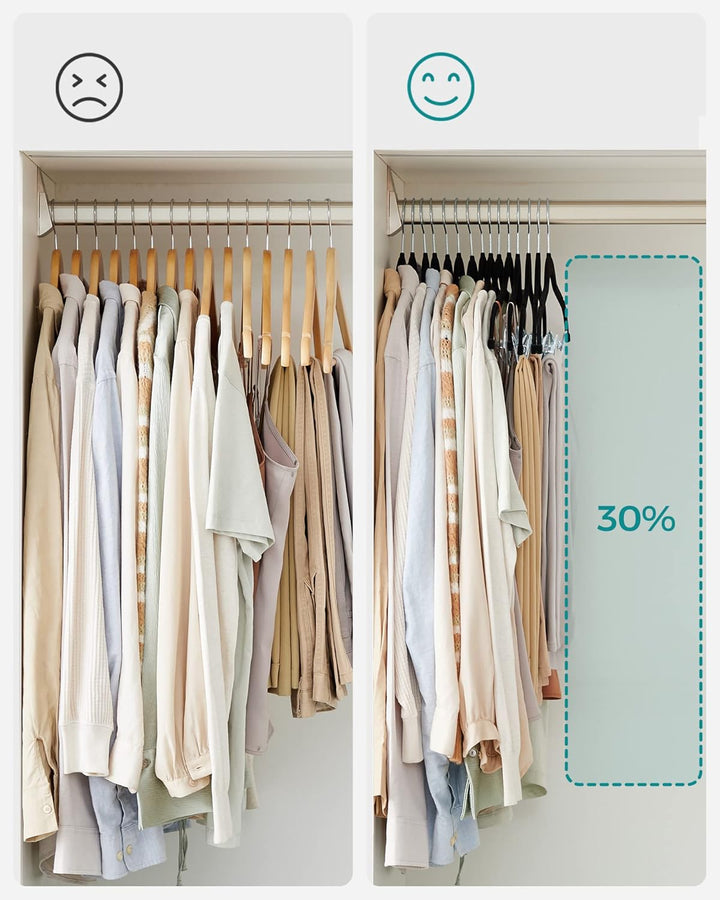 SONGMICS Kleiderbügel Samt, 12er Set, Rockbügel, 42,5 cm breit, mit verstellbaren Clips, rutschfest,