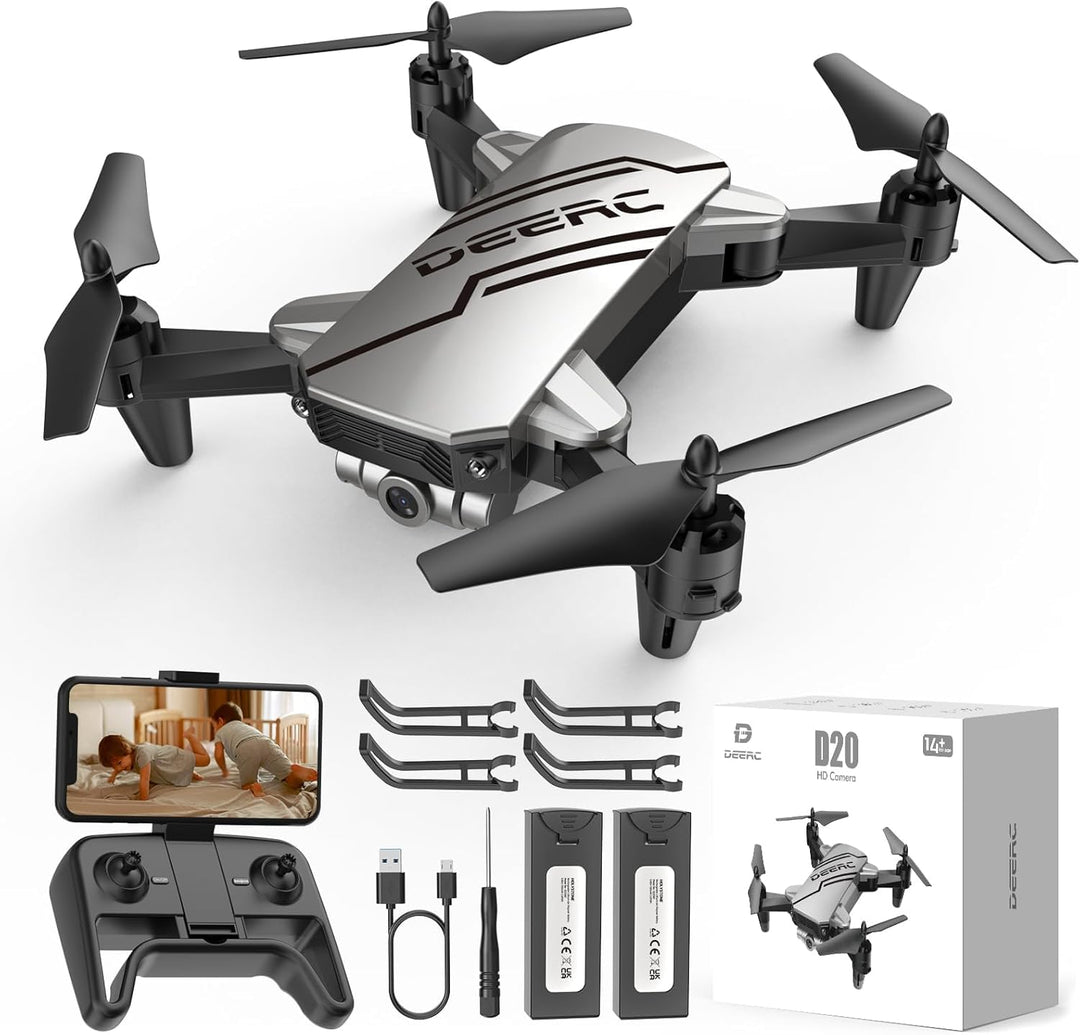 DEERC D20 Mini Drohne für Kinder mit 1080P Kamera, faltbarer RC Quadcopter mit FPV Live-Übertragung,