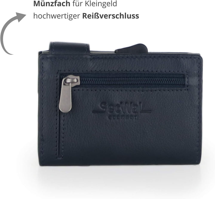 SecWal Kartenetui mit Münzfach Reissverschluss (Blau), Blau