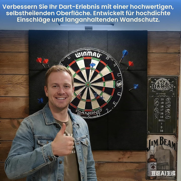Dartboard Wandschutz 9 Stück 30x30cm Filz Faserplatte Wandschutz Dartscheibe Selbstklebend Gespleiss