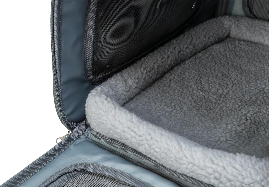 TRIXIE Wohn- und Transporttasche Vicky für Hunde in grau/türkis – praktische Tragetasche zum Transpo