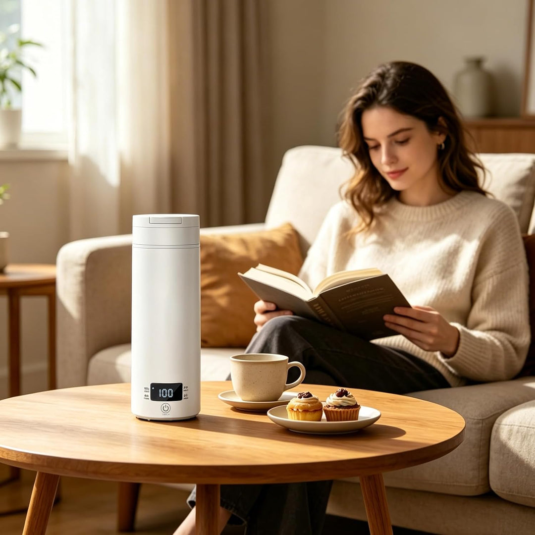 Reisewasserkocher 450ml, Elektrischer Reisewasserkocher Klein Mini Wasserkocher mit Temperatureinste