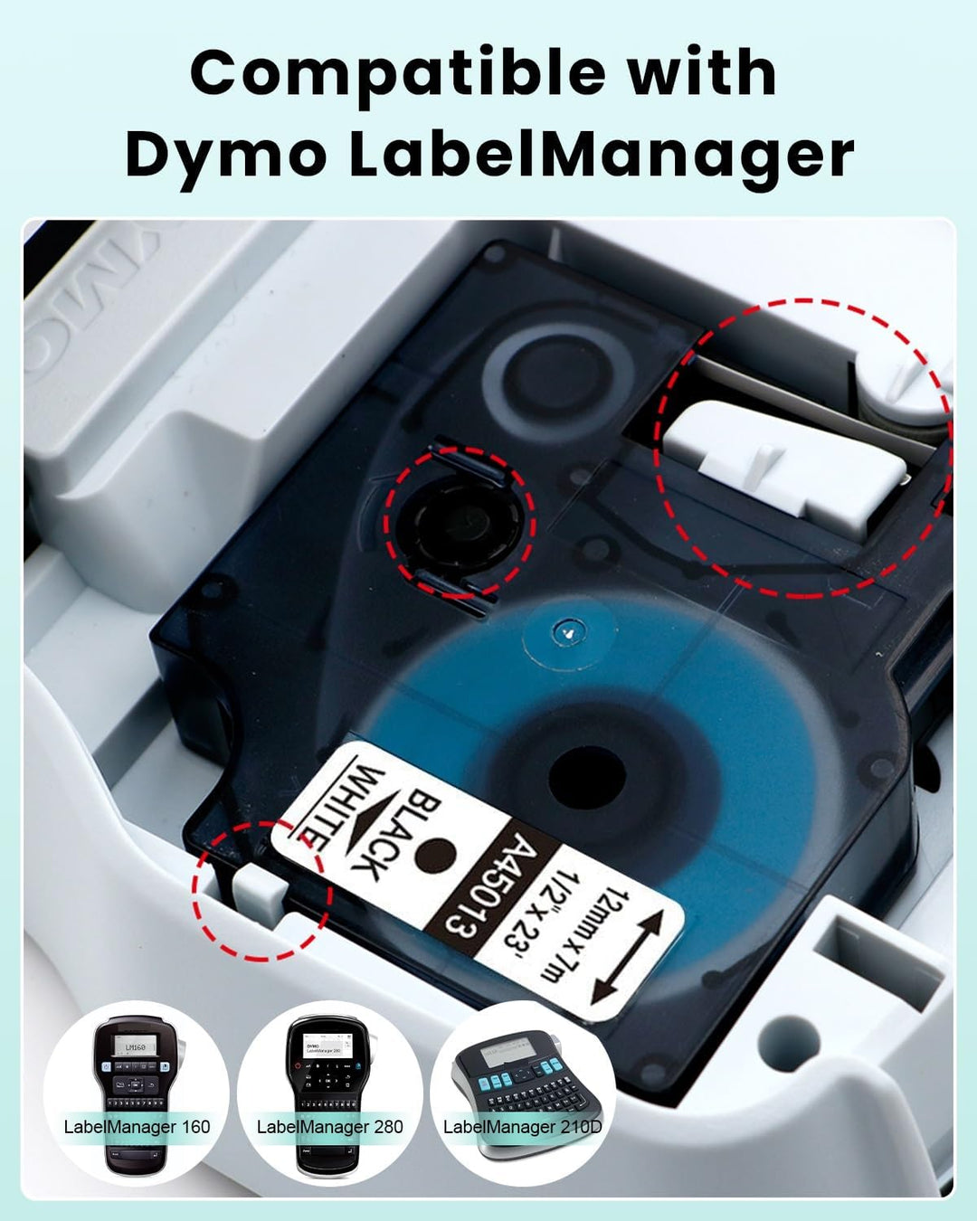 Oozmas a45013 S0720530 kompatible mit Dymo Etikettenband labelmanager 160 als Ersatz für Dymo D1 12m