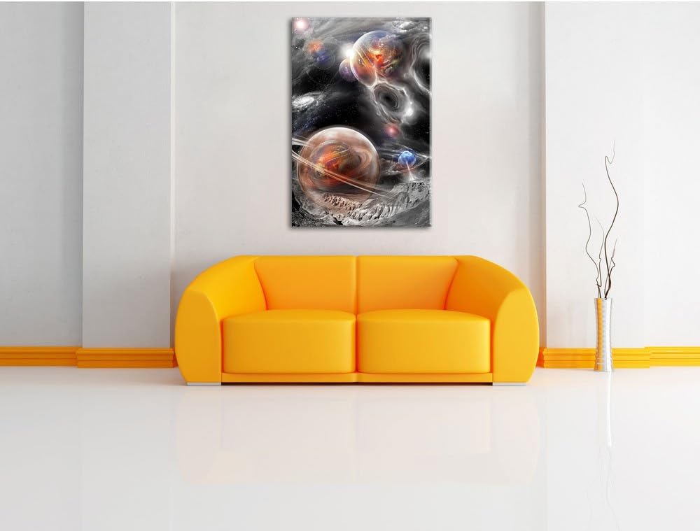 Pixxprint Raum Landschaft / 100x70cm Leinwandbild bespannt auf Holzrahmen/Wandbild Kunstdruck Dekora